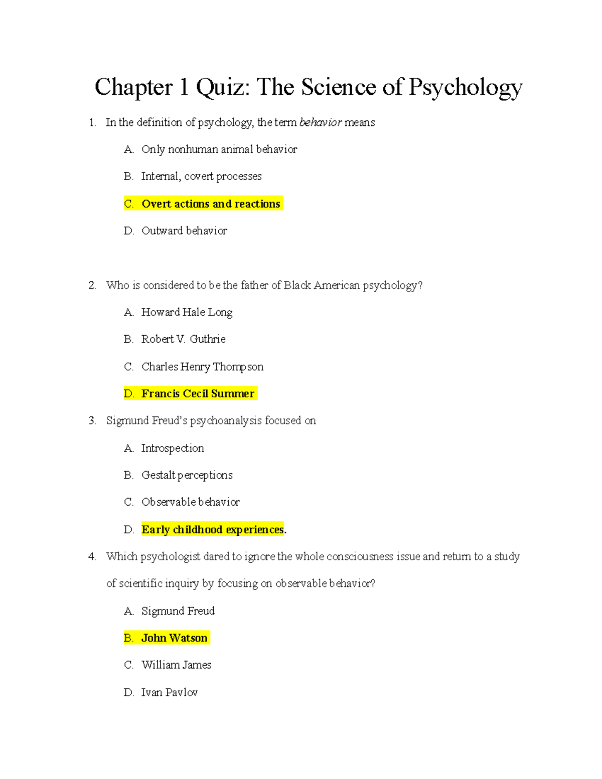 Chapter 1 Quiz The Science Of Psychology Chapter 1 Quiz The Science Chapter 1 Quiz The Science Of Psychology Chapter 1 Quiz The Science