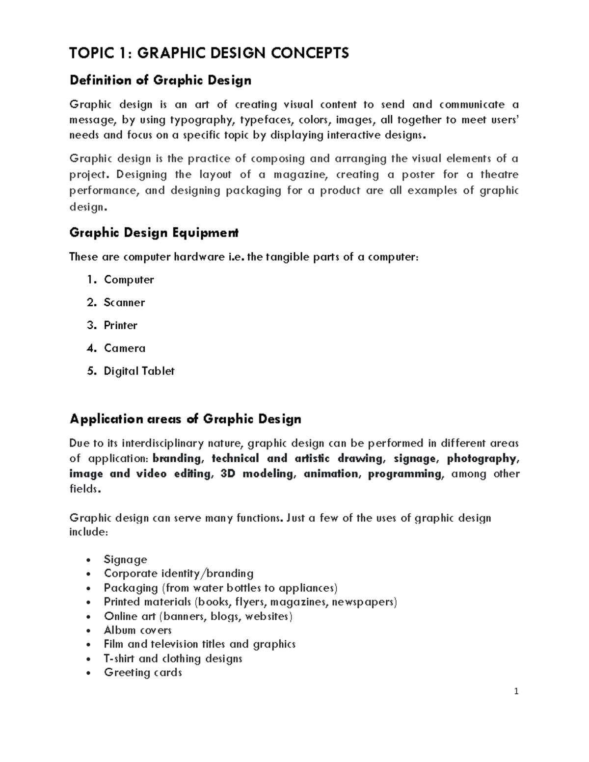 Topic 1 - Graphic Design Concept - 1 TOPIC 1: GRAPHIC DESIGN CONCEPTS ...