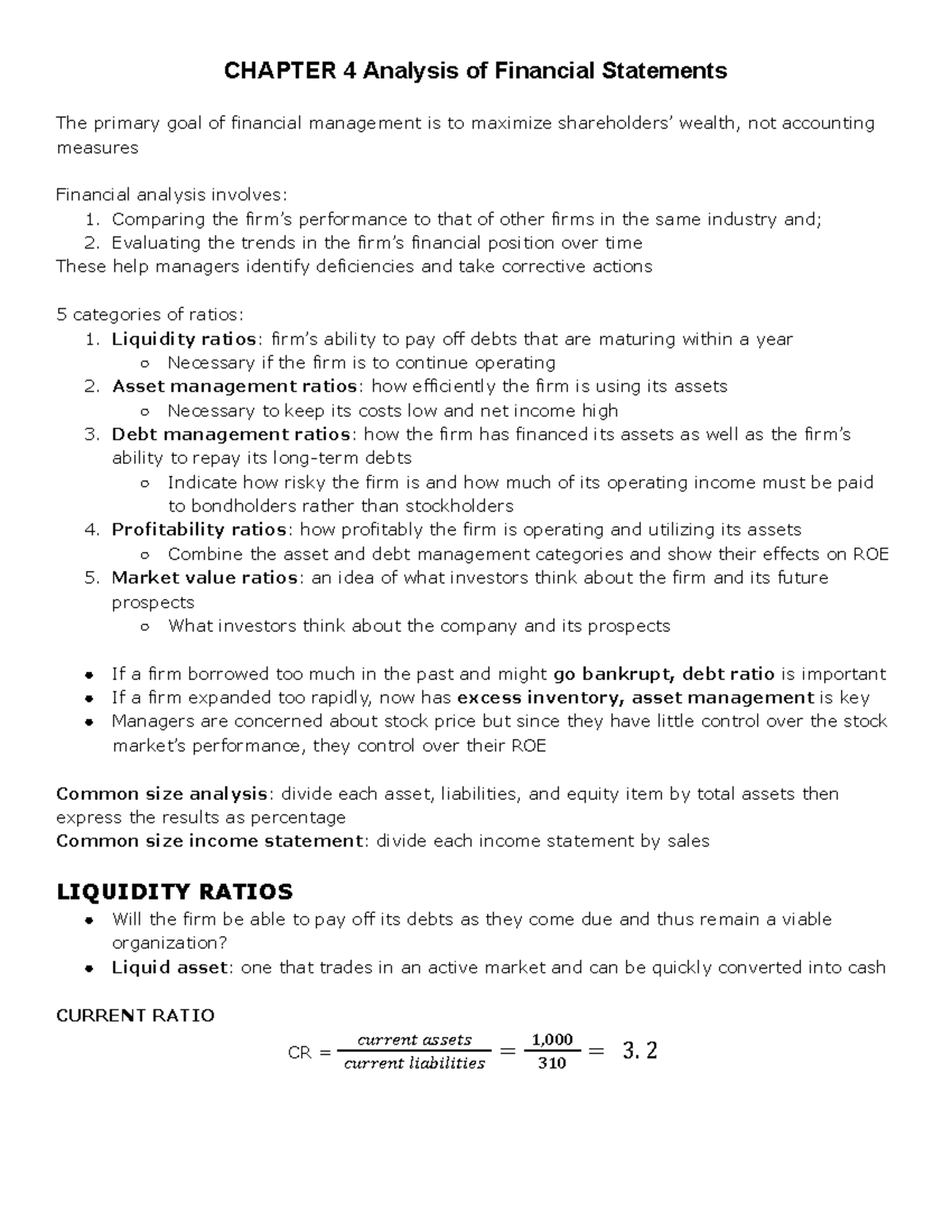 CHAPTER 4 Analysis of Financial Statements - CHAPTER 4 Analysis of ...