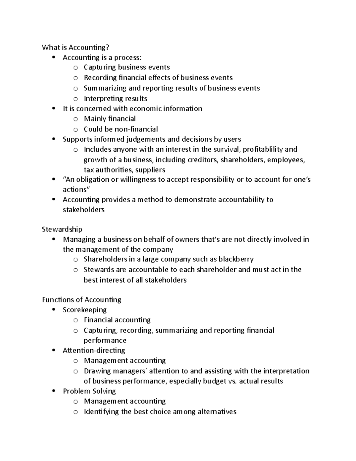Accounting 101 - Chapter 1 Lecture Notes on Basics & Functions - Studocu