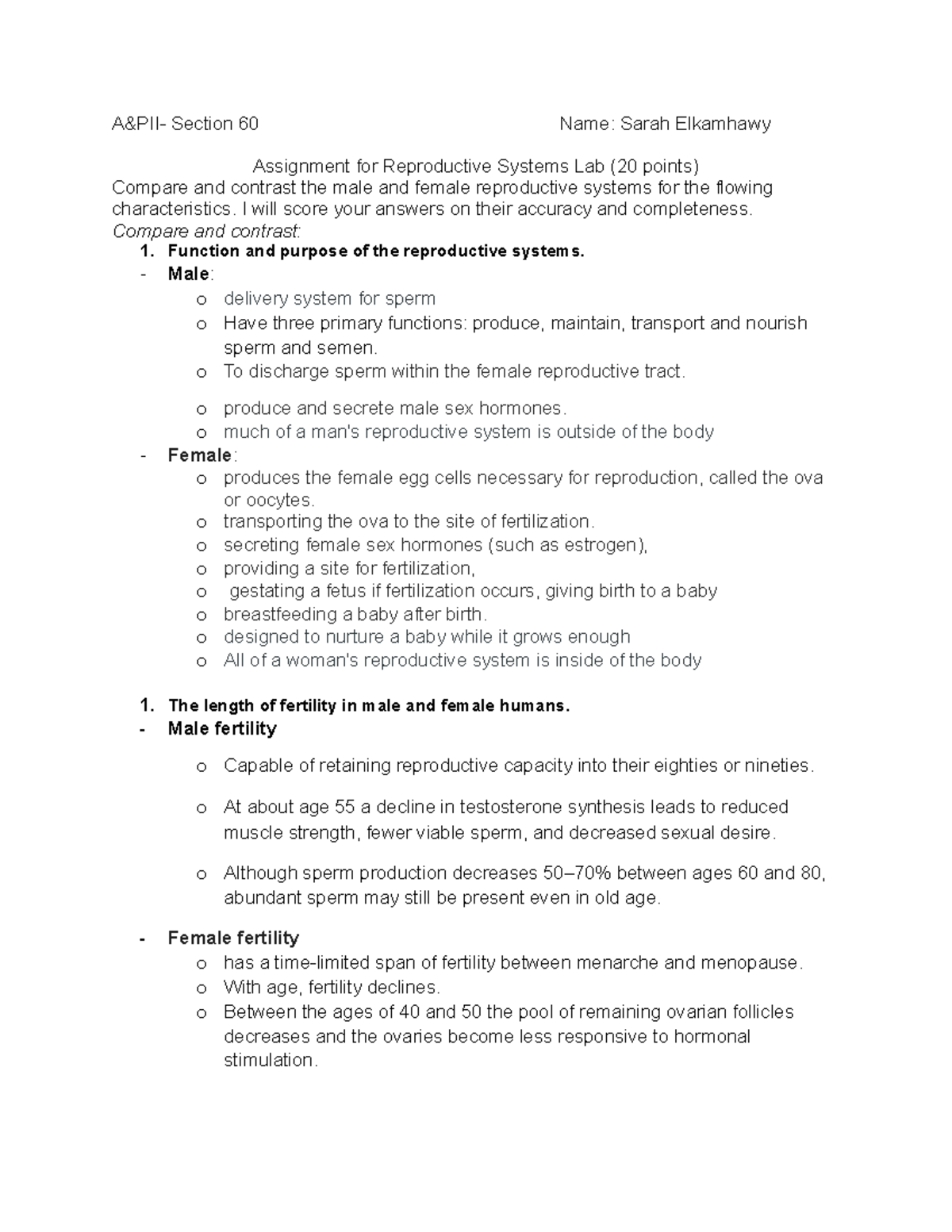 Reproduction lab assignment - A&PII- Section 60 Name: Sarah Elkamhawy ...