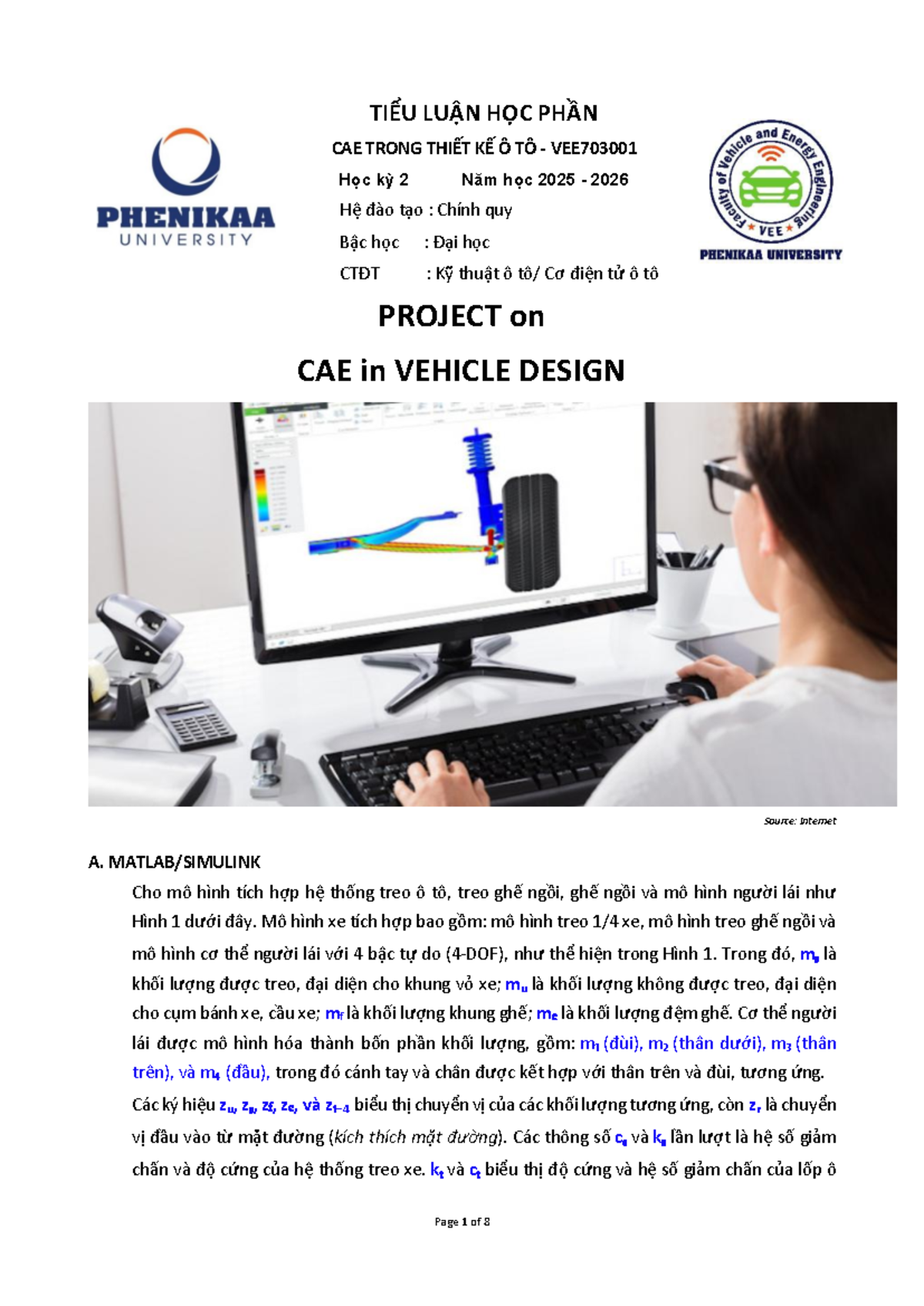 VEE703001 Project on CAE in Vehicle Design - HK2 2025-2026 - Studocu