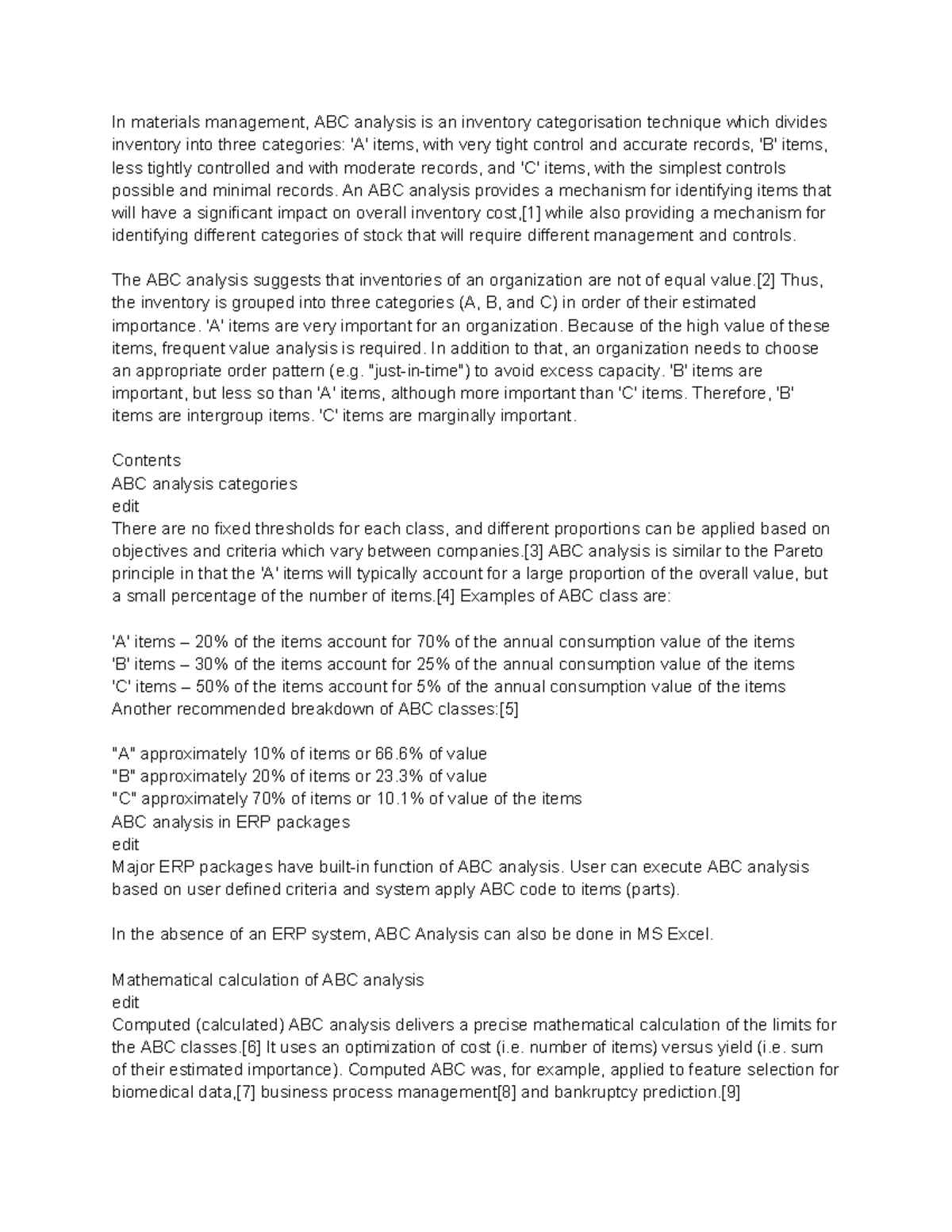 ABC Analysis in Inventory Management: Categories and Applications - Studocu