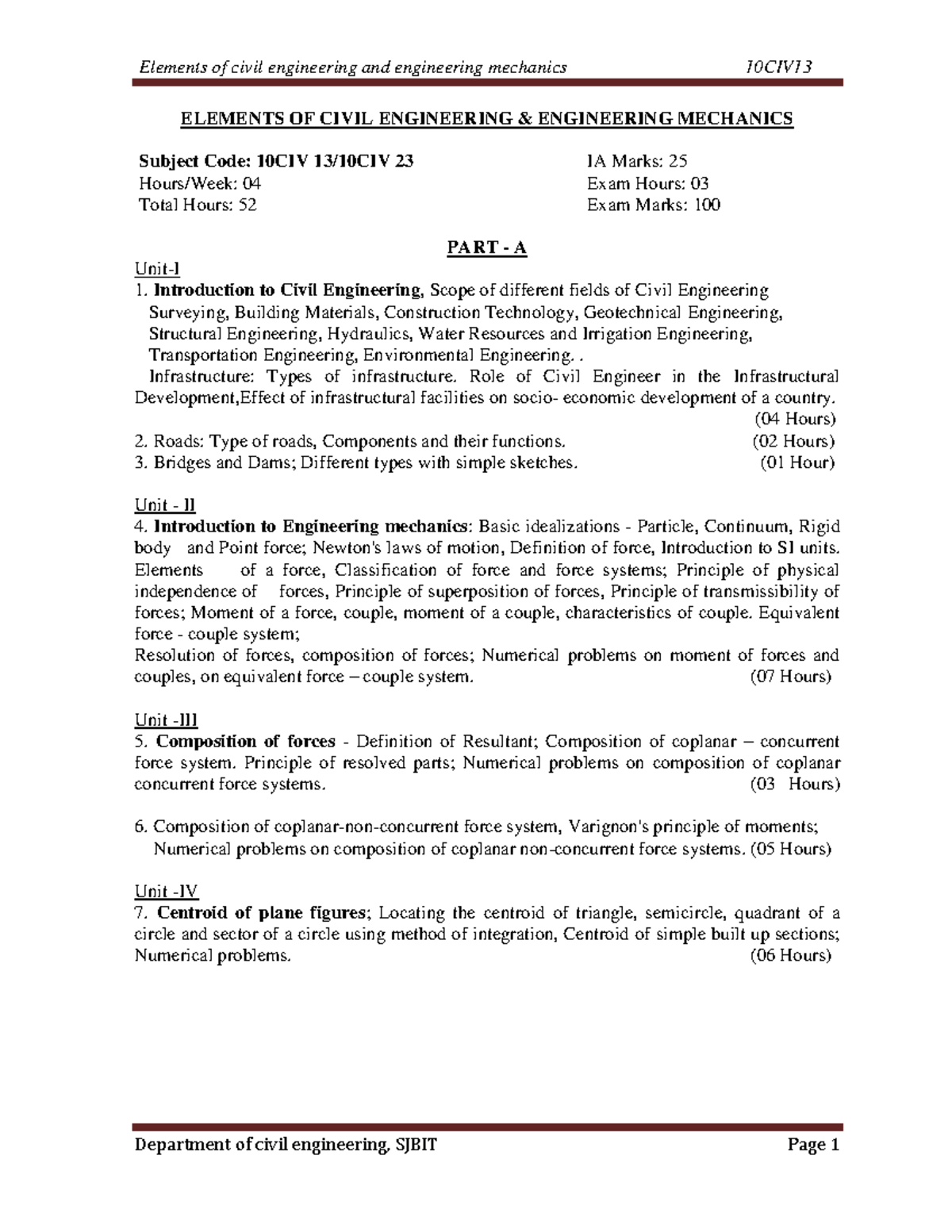 Civil Engineering Notes - Elements & Mechanics of 1st Sem (10CIV 13 ...