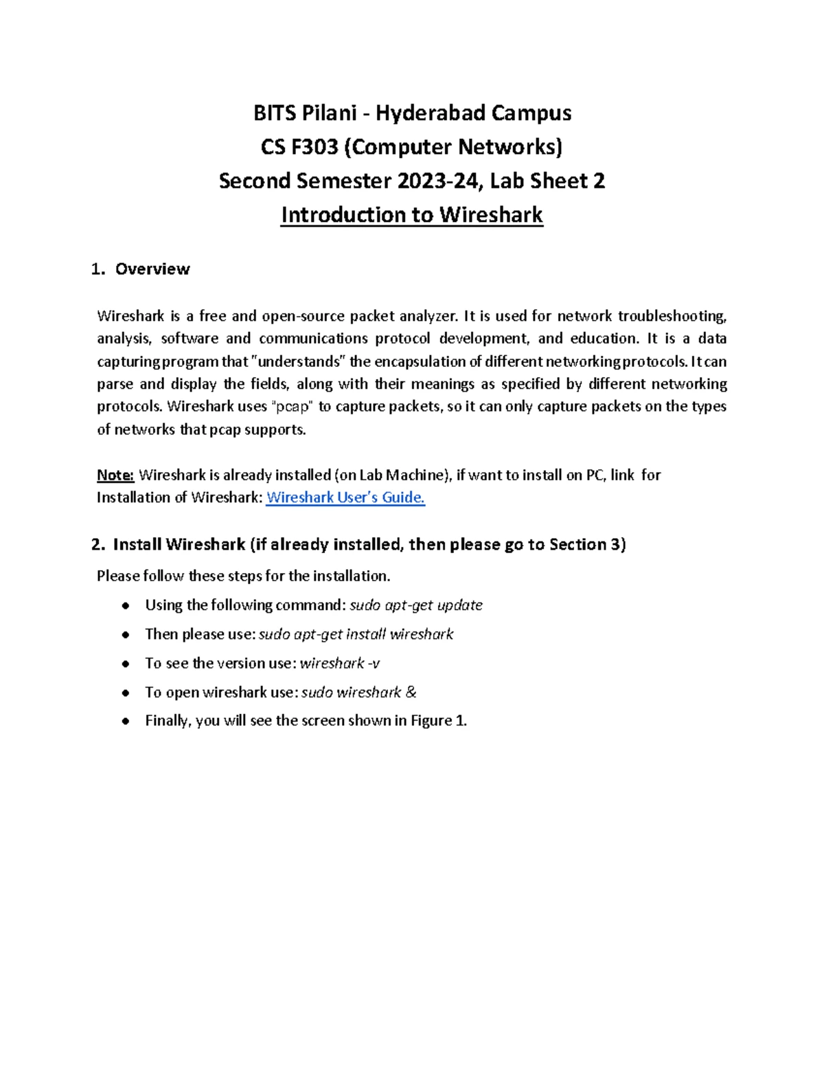 Lab Sheet 3 - practical work - BITS Pilani - Hyderabad Campus CS F303 ...