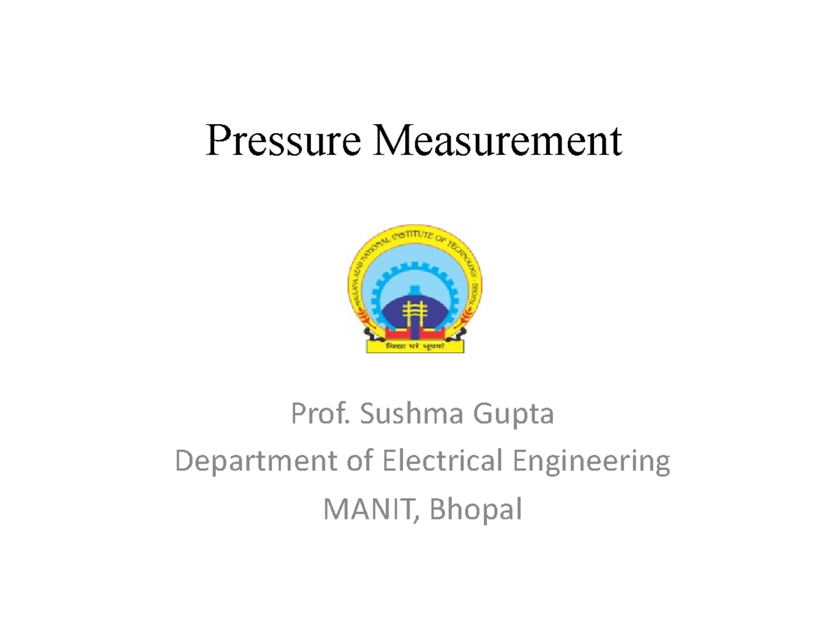 Lecture Notes on Pressure Transducers (EE-101) at MANIT - Studocu
