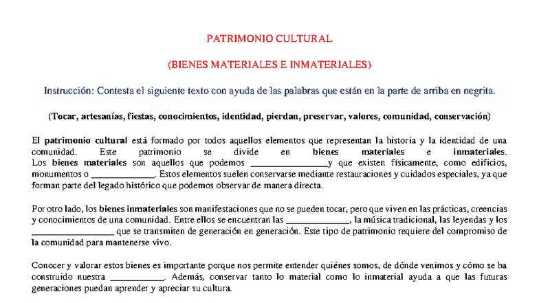 Patrimonio Cultural: Bienes Materiales e Inmateriales y su Conservación ...