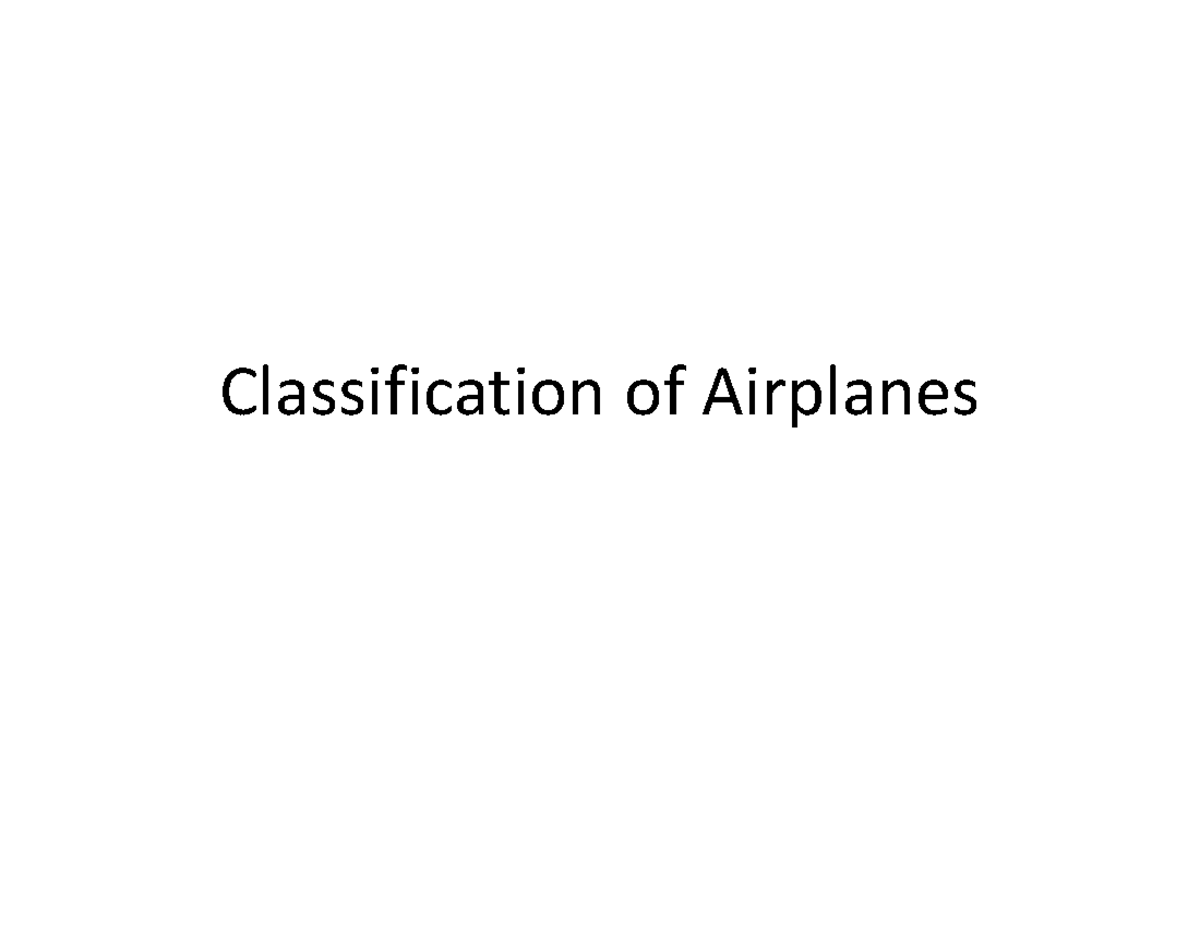 Aircraft Configurations and Controls: Types and Classifications - Studocu