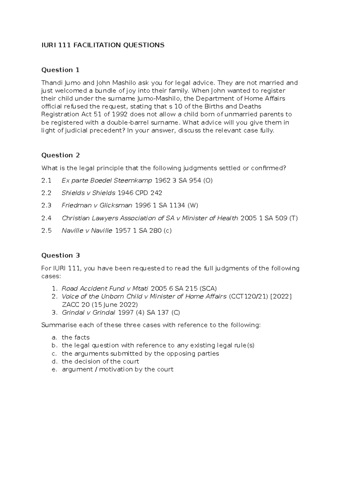 POLI 123 - none - POLI 123 ASSIGNMENT 1 LECTURER: DR. P HEYDENRYCH ...