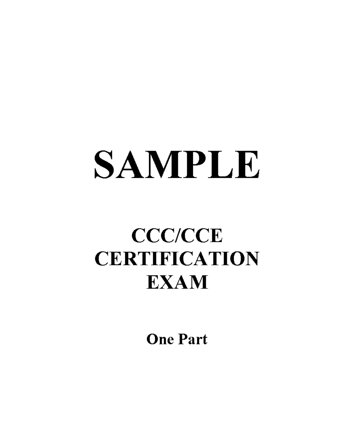 CCC-CCE Sample Certification Exam: Part A Analysis and Solutions - Studocu