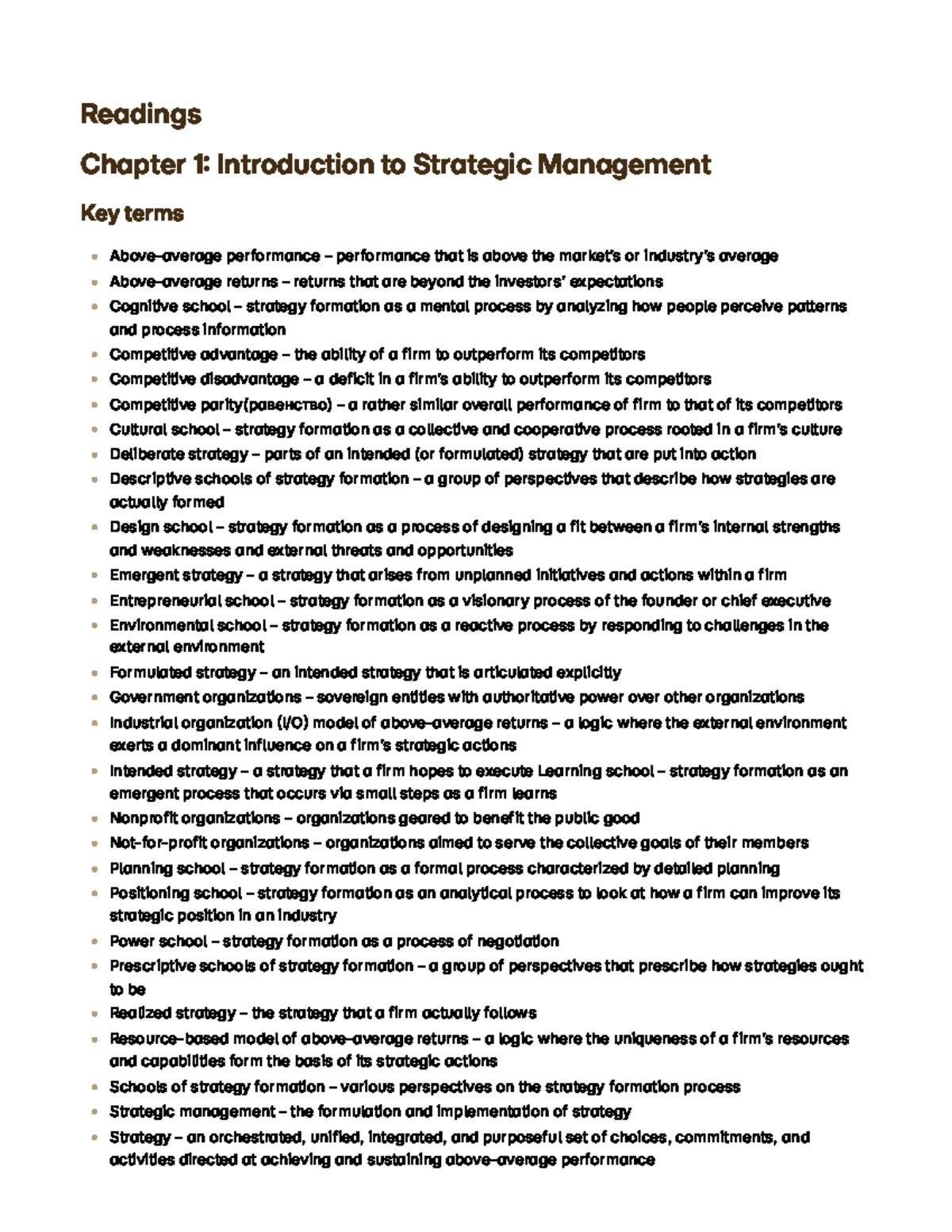 Strategic Management Readings: Key Concepts and Frameworks (SM 101 ...