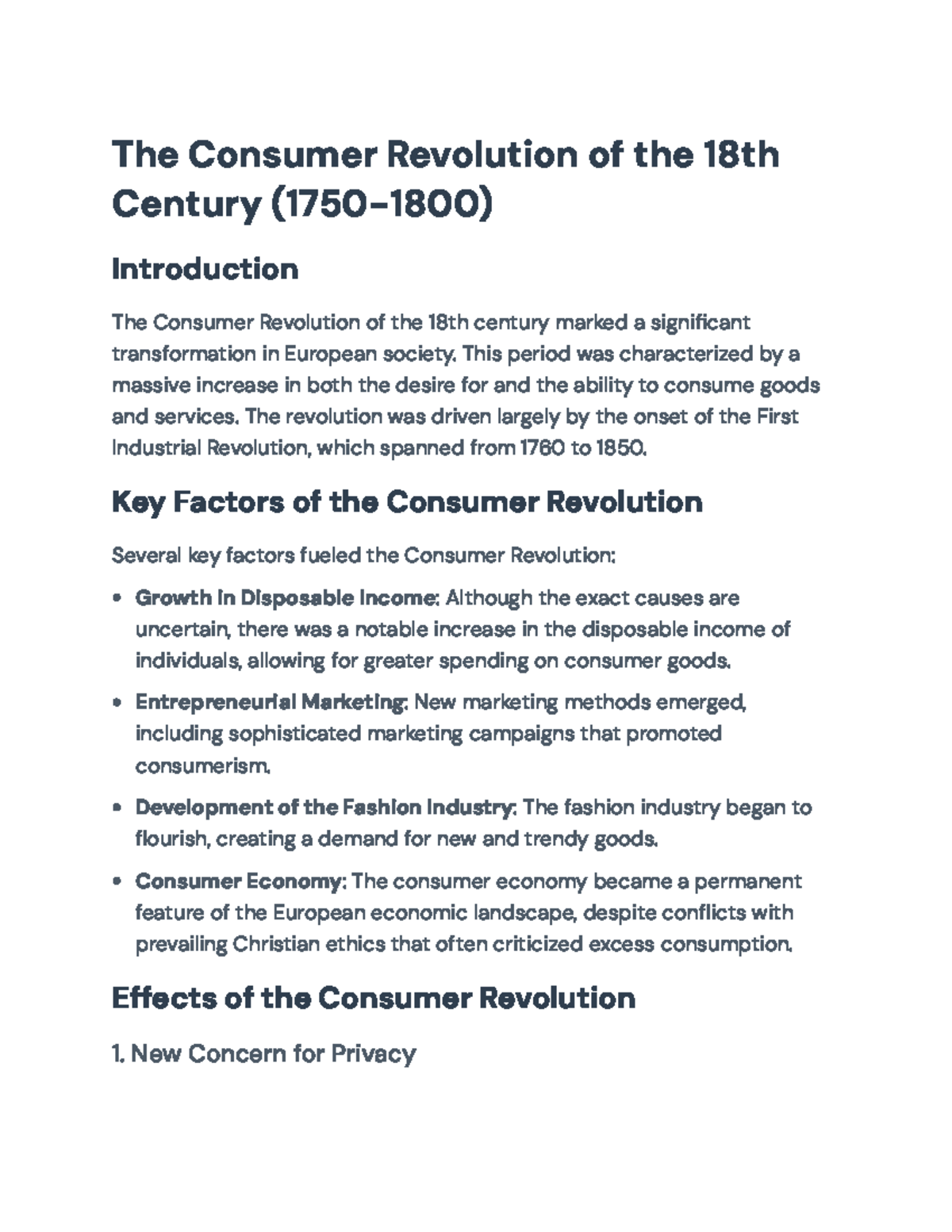 The Consumer Revolution of the 18th Century (1750-1800): Key Factors ...