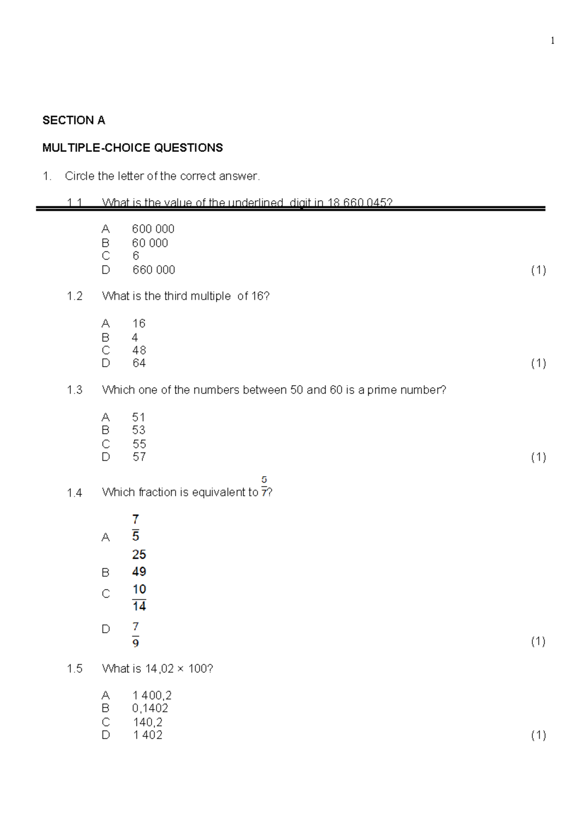 Grade 6 Math Exam Paper (Provincial) - November 2018 Answers - Studocu