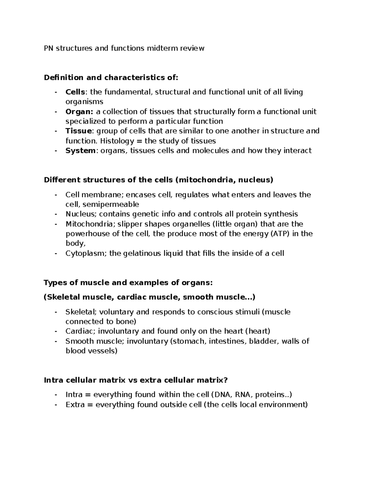 PN Structures and Functions Midterm Review Notes - Studocu