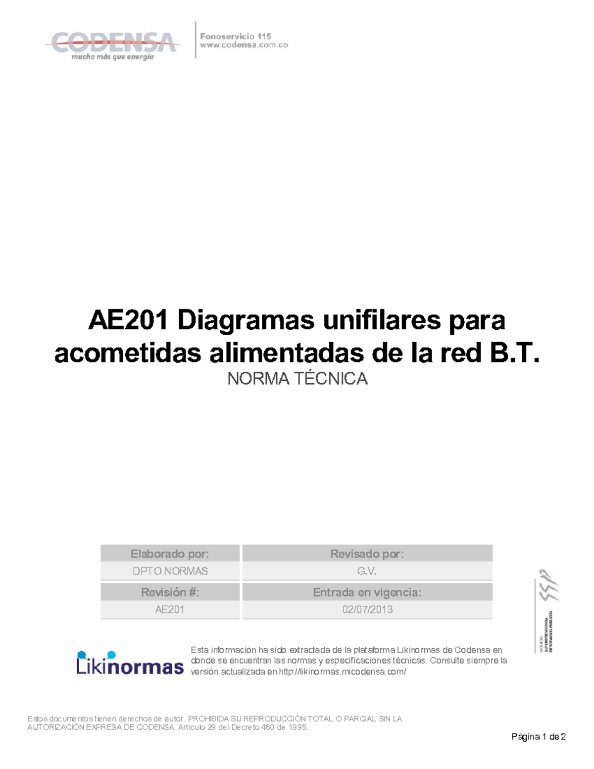 Acometidas codenza - Esta información ha sido extractada de la ...
