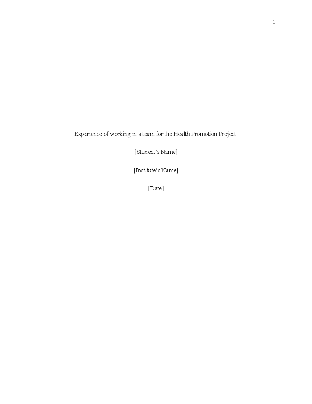 Teamwork Challenges in Health Promotion Project - Task 8 Assignment ...