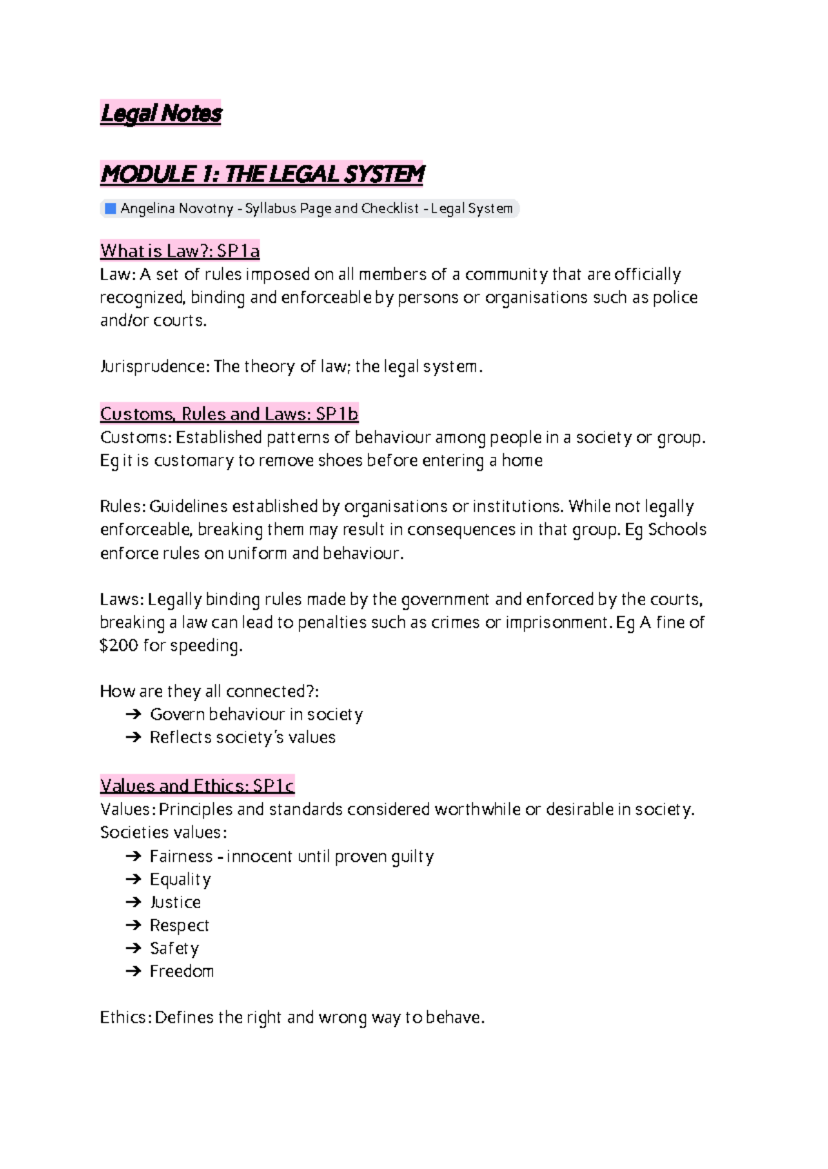 Legal Notes Prelim: Understanding the Legal System and Its Principles ...