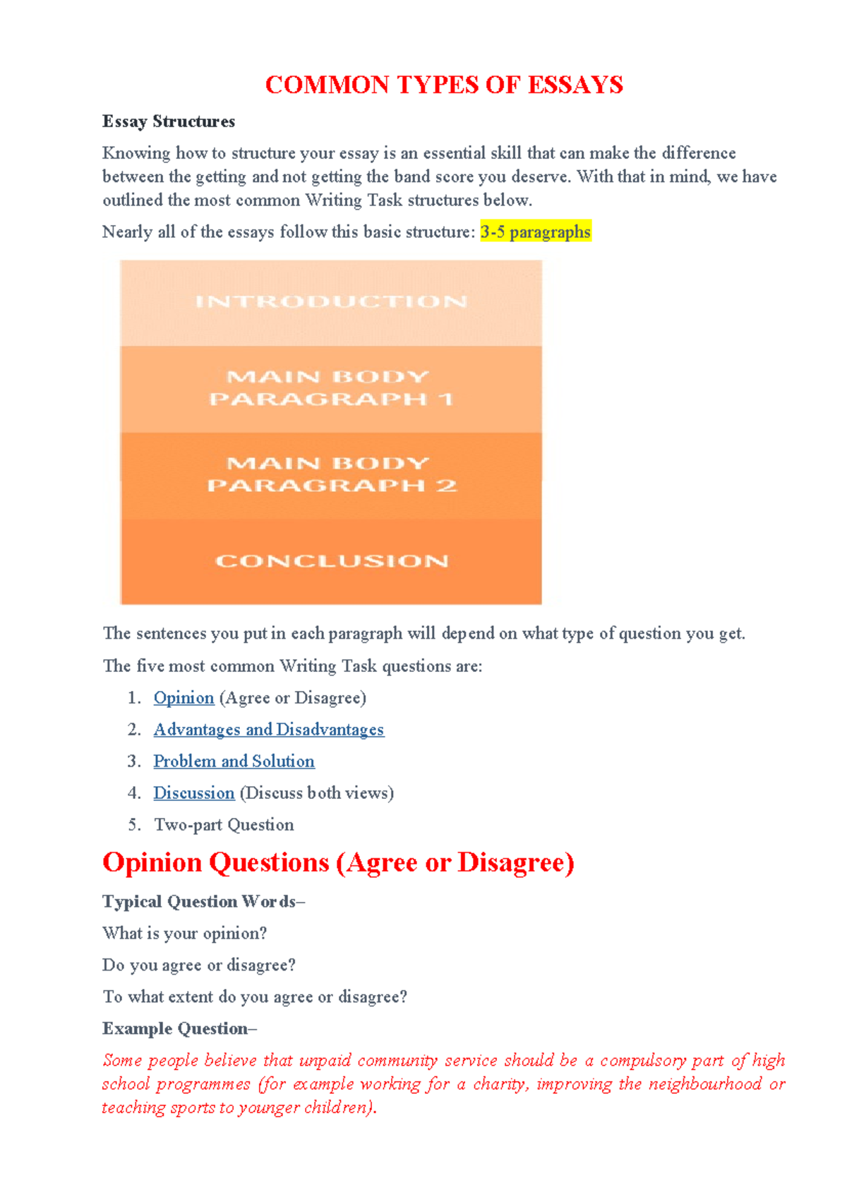 L4 Common Essay Types: Structures & Strategies for Success - Studocu