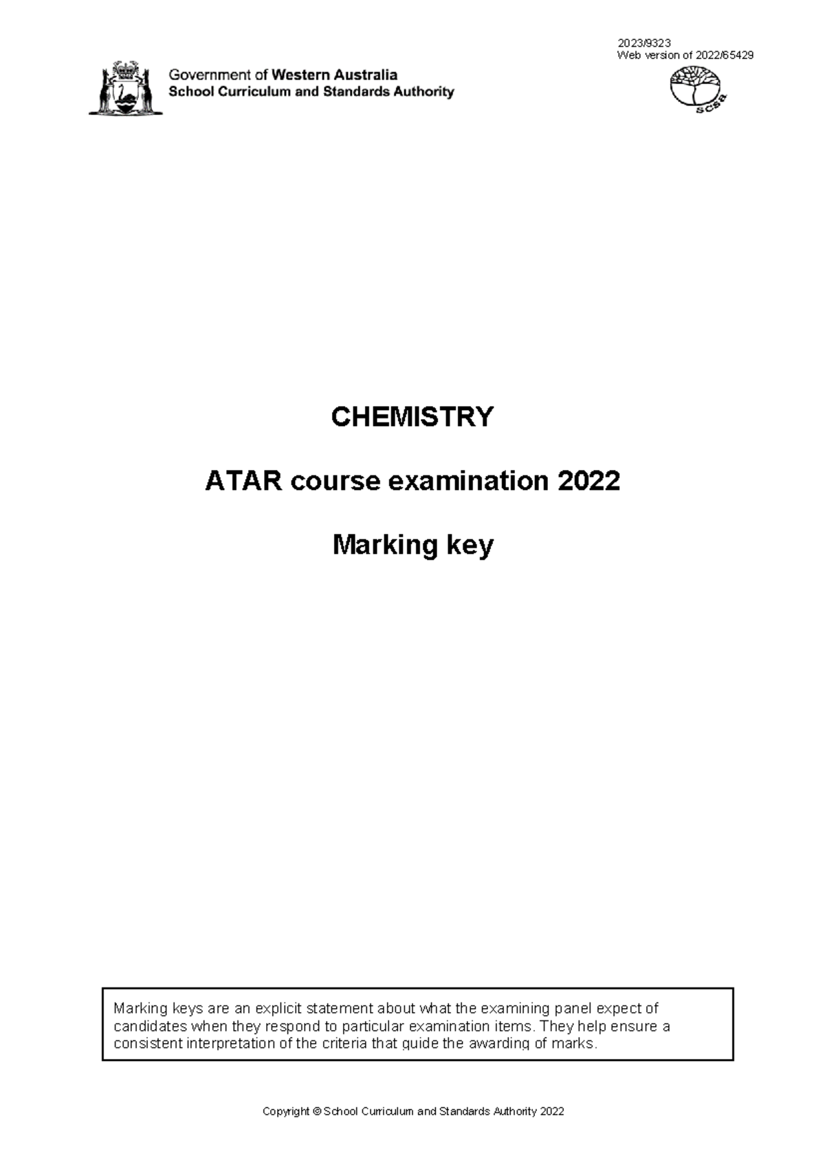 2022 CHE Ratified Marking Key Web Version - Copyright © School ...