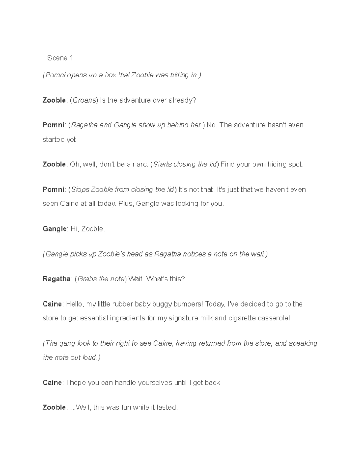 TADC Episode 7 Script: Caine's Office Adventure - Studocu