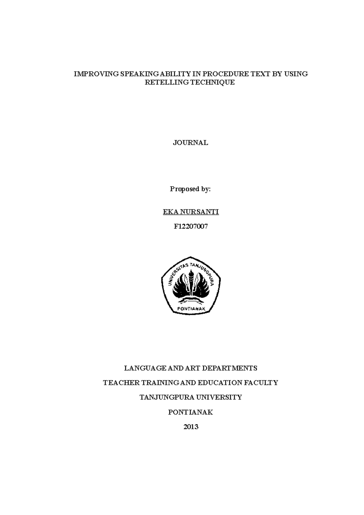 2071 6791 1 PB - english - IMPROVING SPEAKING ABILITY IN PROCEDURE TEXT ...