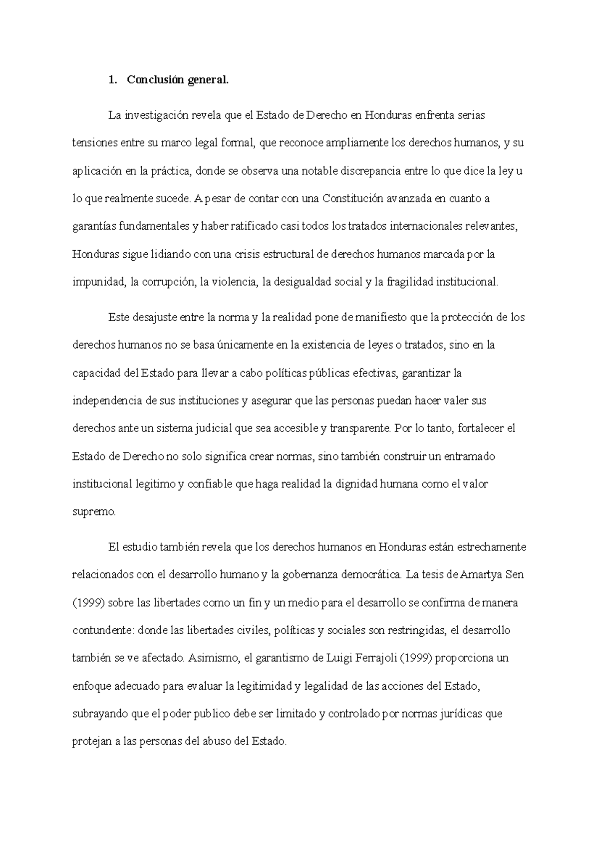 Conclusiones y Análisis sobre el Estado de Derecho en Honduras - 2024 ...