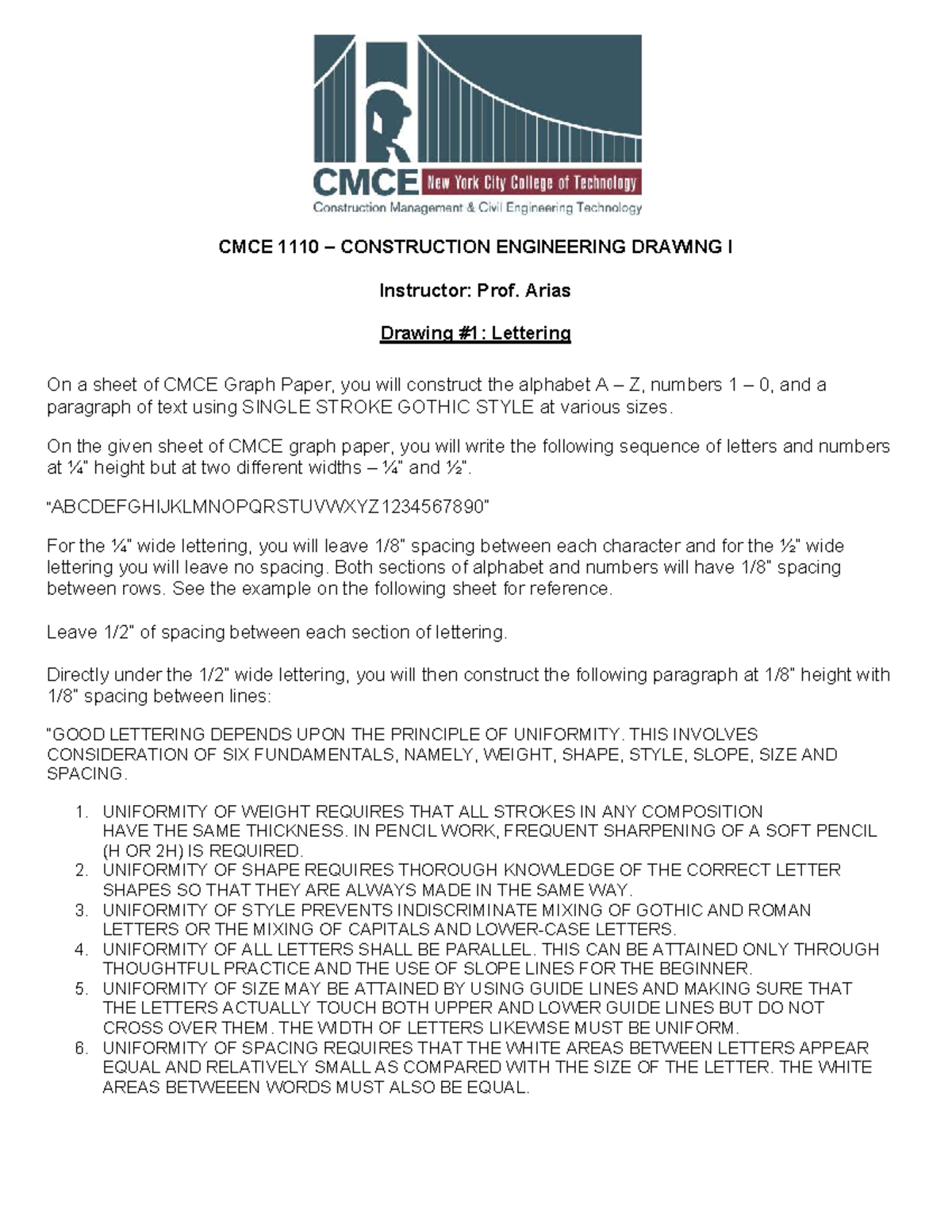 CMCE Construction Engineering Drawing I: Lettering Assignment - Studocu