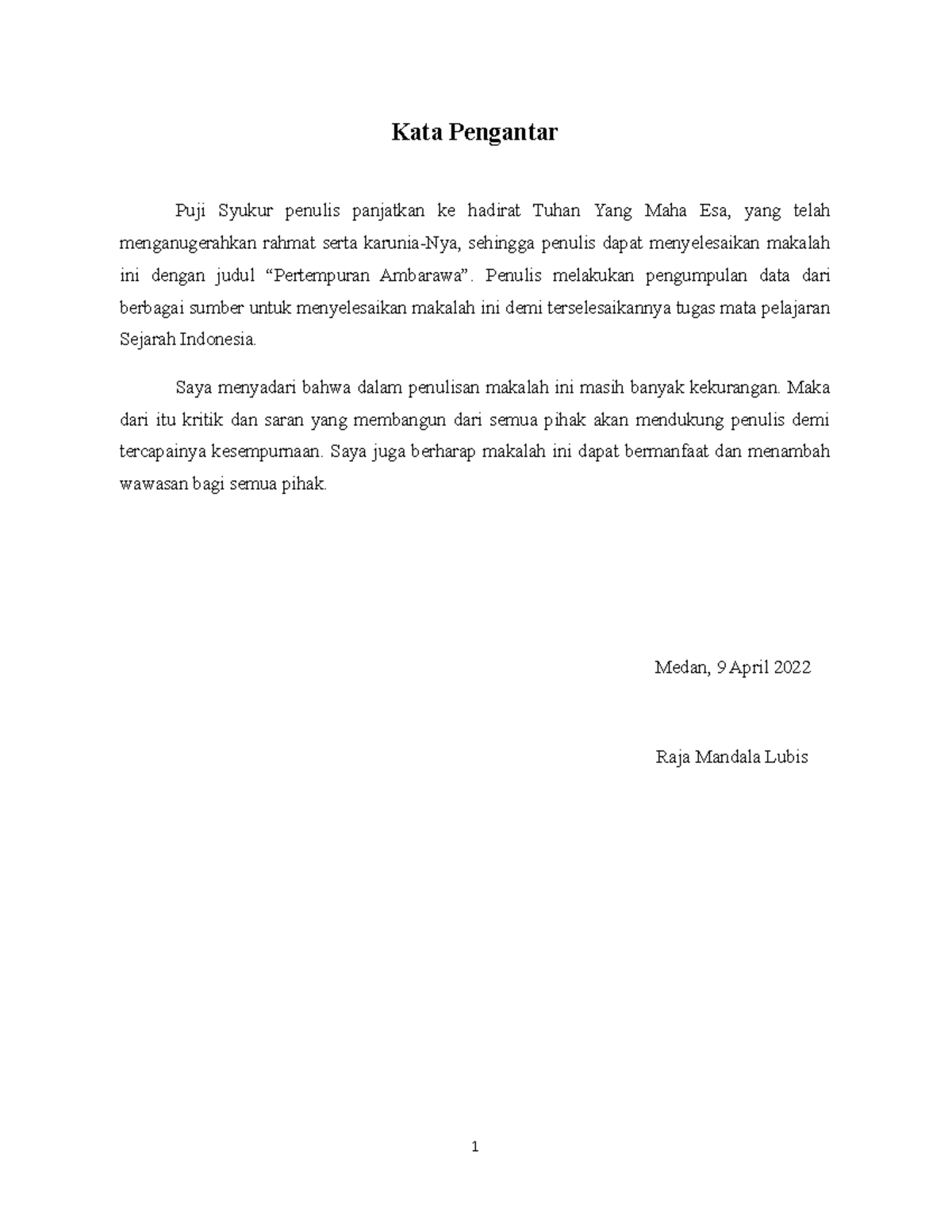 Makalah Sejarah: Pertempuran Ambarawa (Tugas Sejarah 2022) - Document Preview