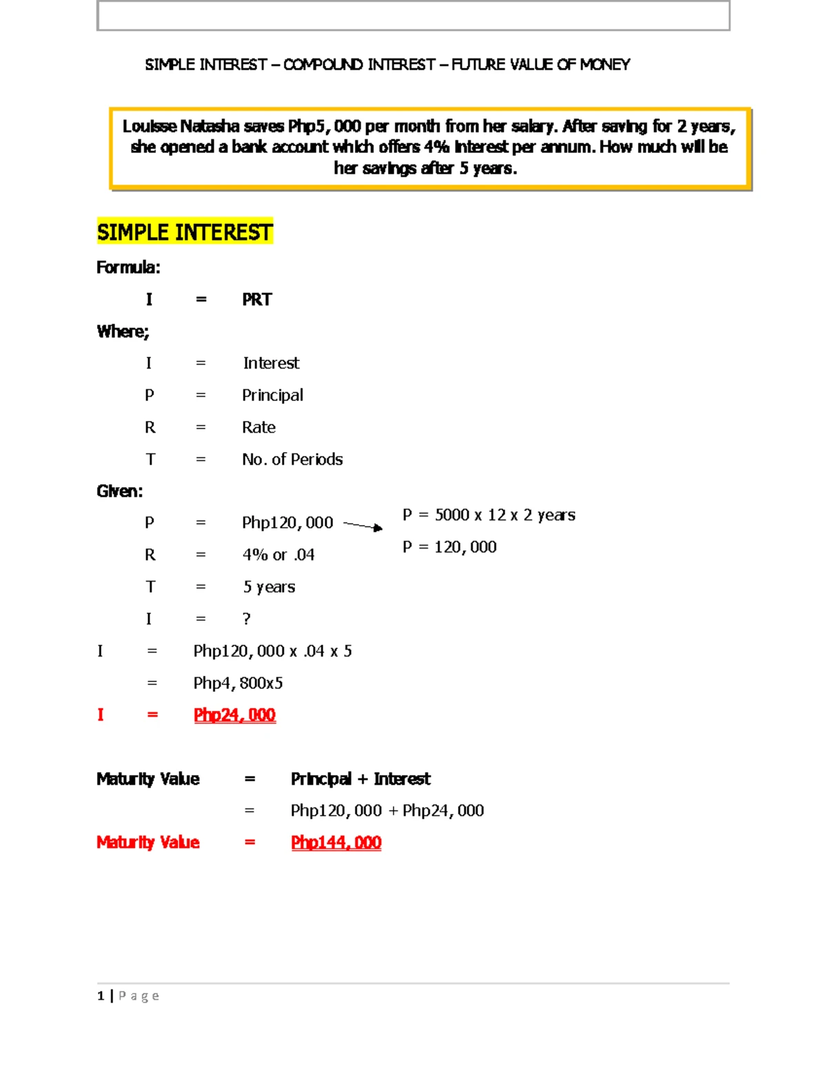 Summary of Formulas (PV and FV) - Financial Markets - Summary of ...