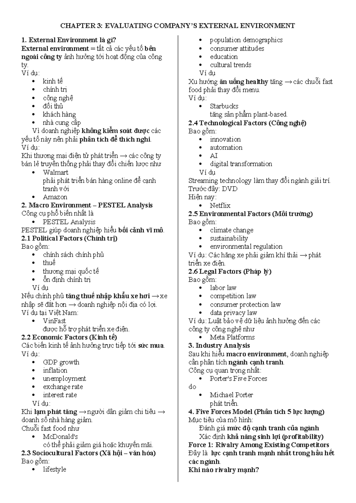 CHAPTER 3: EVALUATING EXTERNAL ENVIRONMENT - Midterm 1 Notes - Studocu