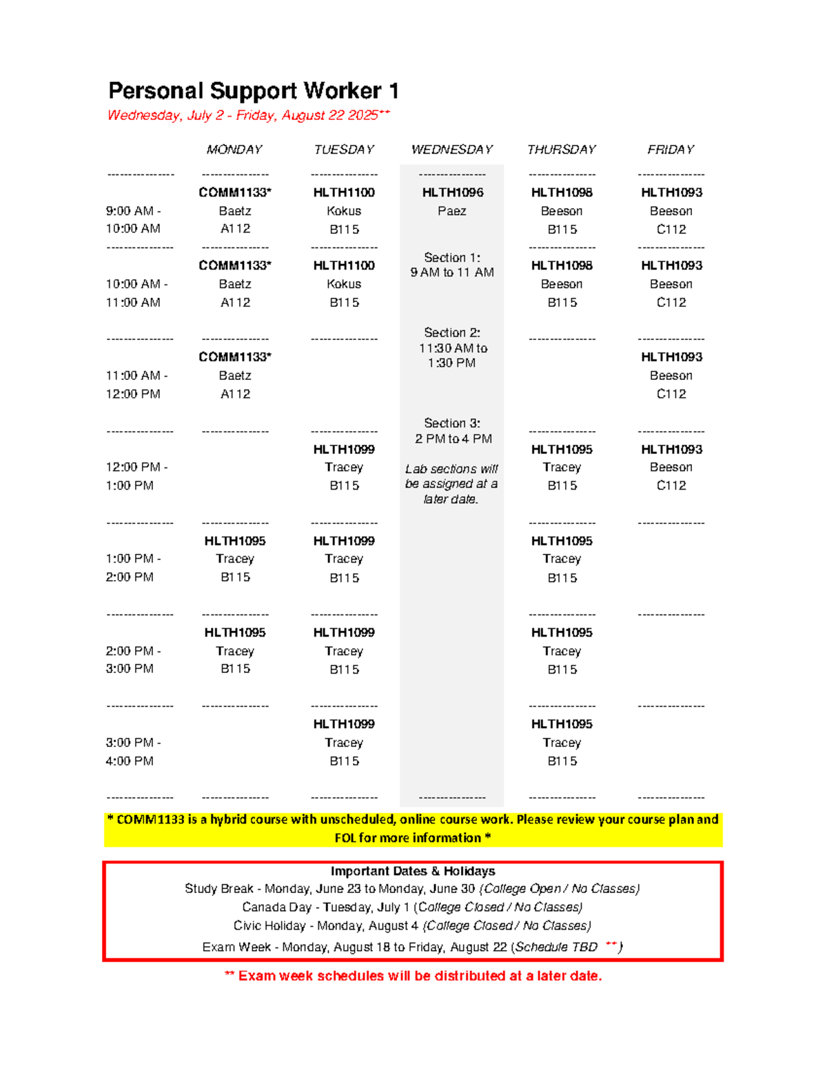 PSW 1 COMM1133 Timetable: Week 1 Schedule & Important Dates - Studocu