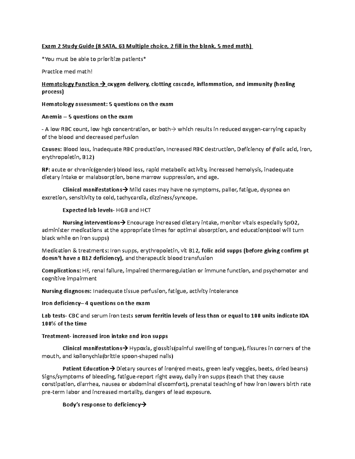 Med-Surg Exam 2 Study Guide: Key Concepts & Patient Prioritization ...