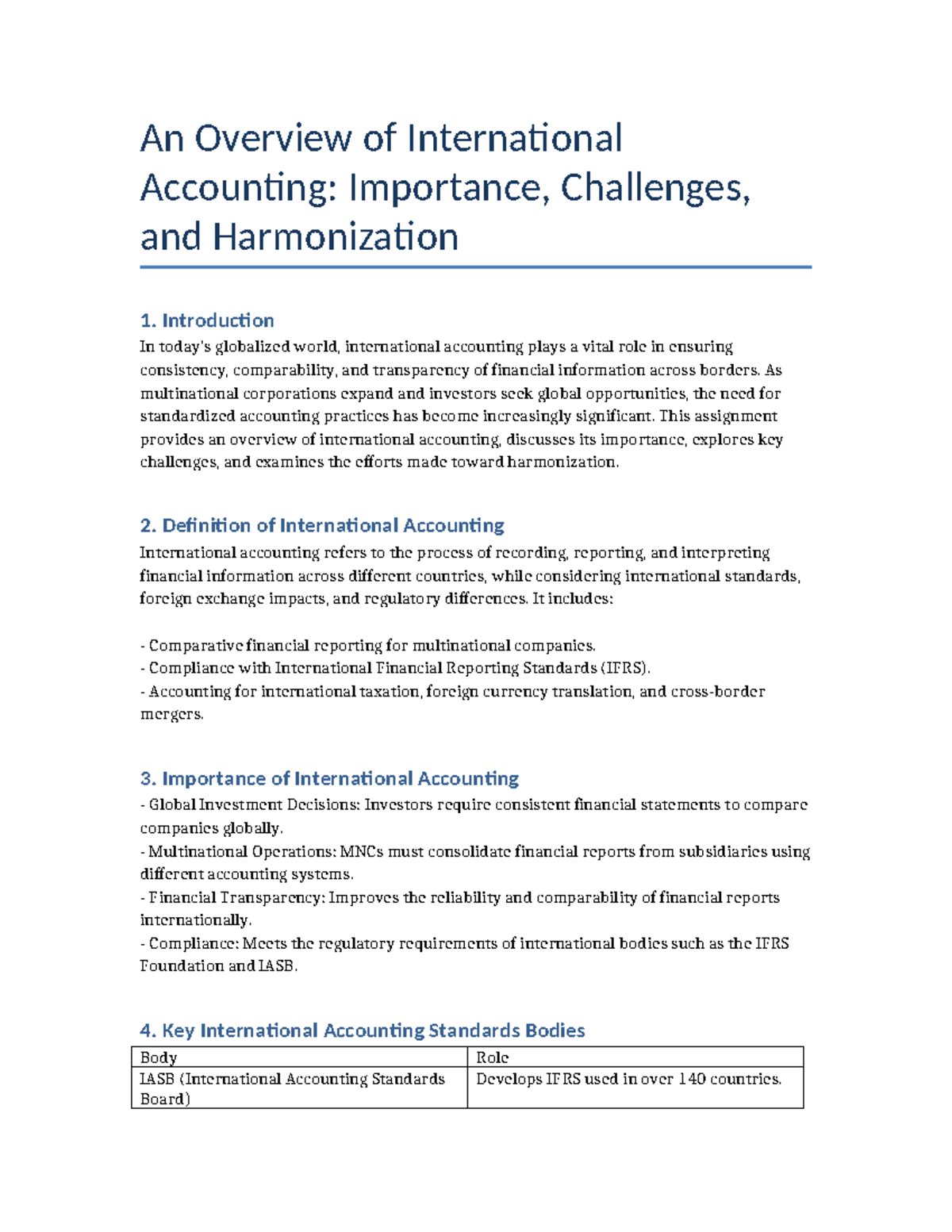 International Accounting Overview: Importance, Challenges ...