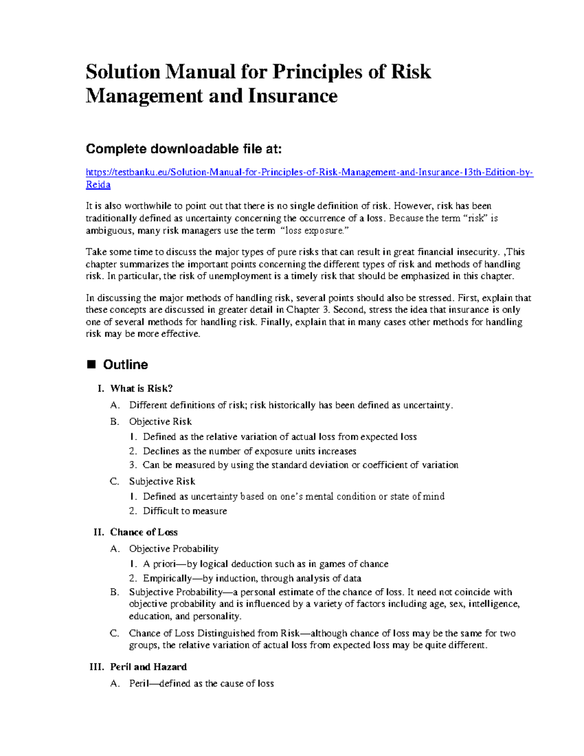 York U AP ECON 1280 Lecture Notes: Principles of Risk Management - Studocu