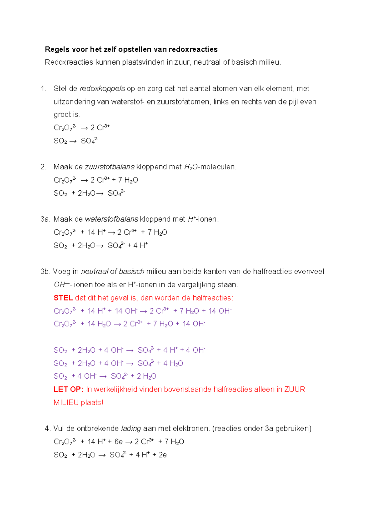 Zelf Halfreacties Opstellen in Redoxreacties: Par. 9.4 Instructies ...