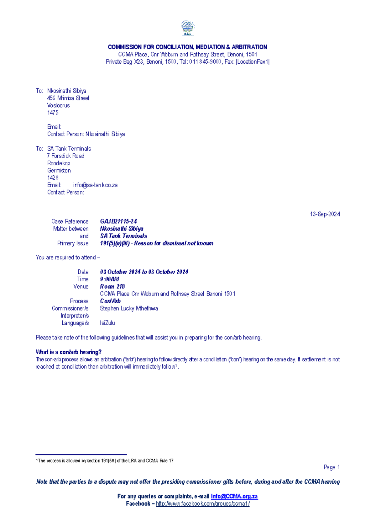 GAJB21115-24 2 Set Down Par Con Arb - Page 1 Note that the parties to a ...