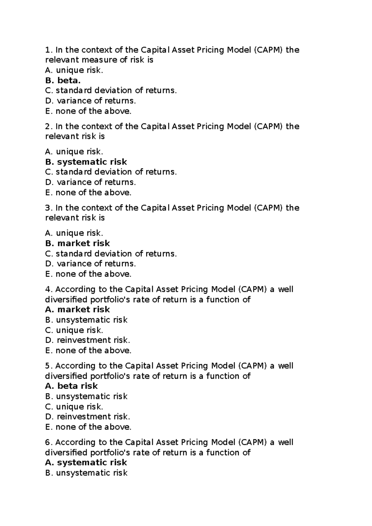 CAPM Study Guide and Practice Questions for Financial Analysis ...