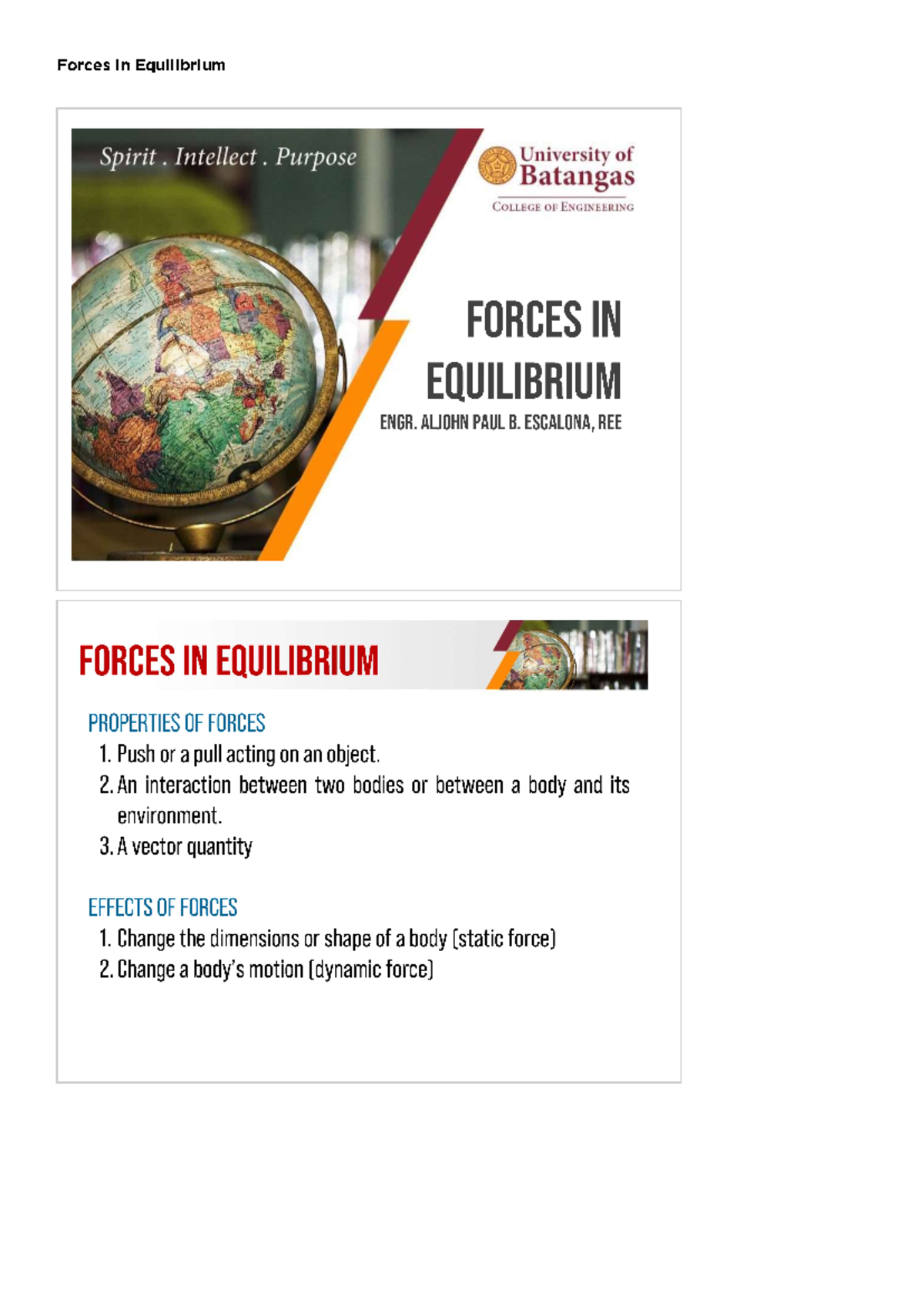 Forces in Equilibrium: Problem Set for Course 03 - Studocu