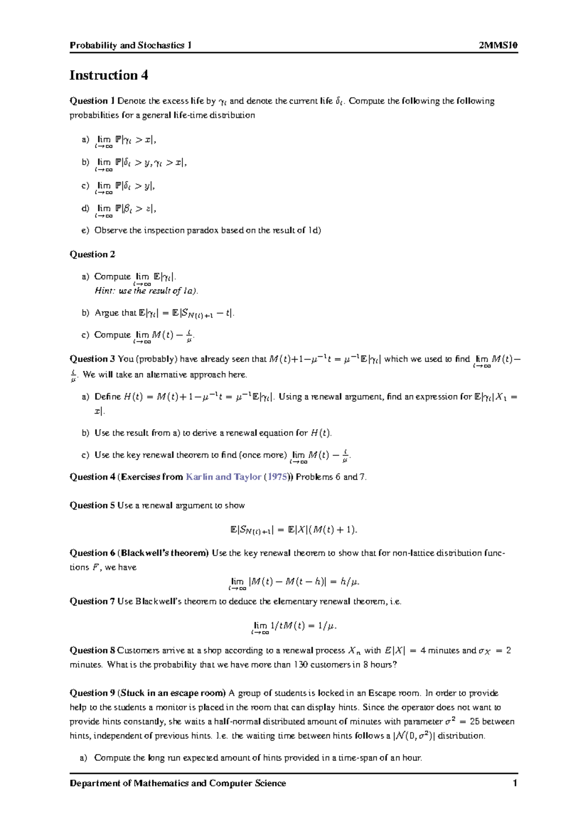 Probability and Stochastics 1 2MMS - Instruction 4 Exercise Solutions ...