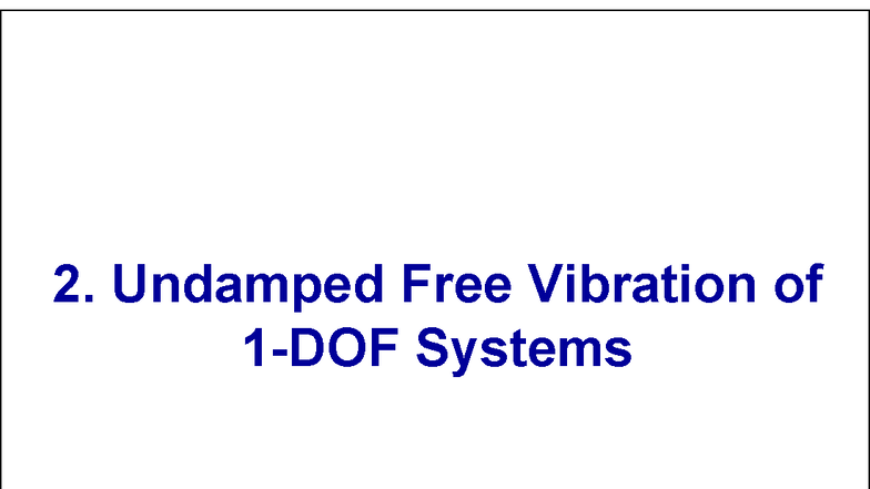Chapter 2 - Undamped Free Vibration of 1DOF Systems - Studocu