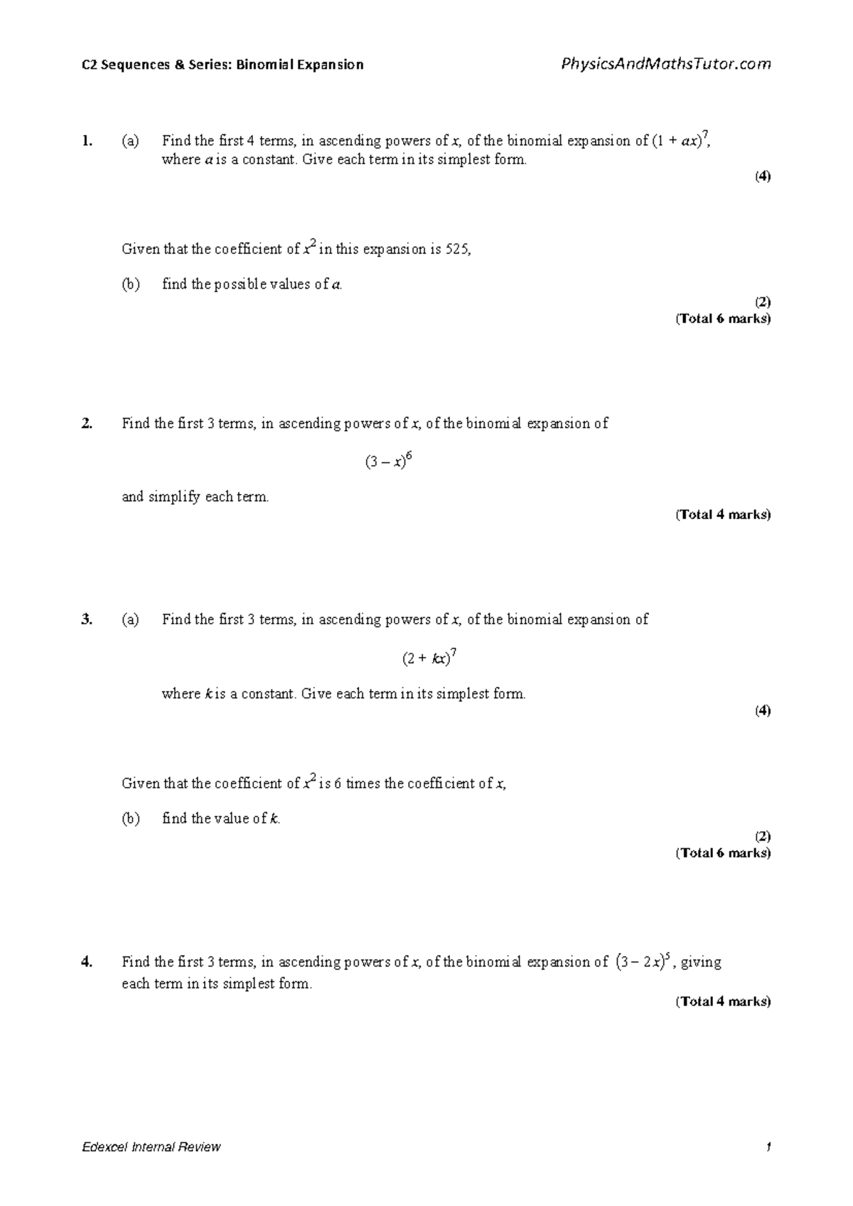 C2 Binomial Expansion: Sequences and Series Final Exam Notes - Studocu