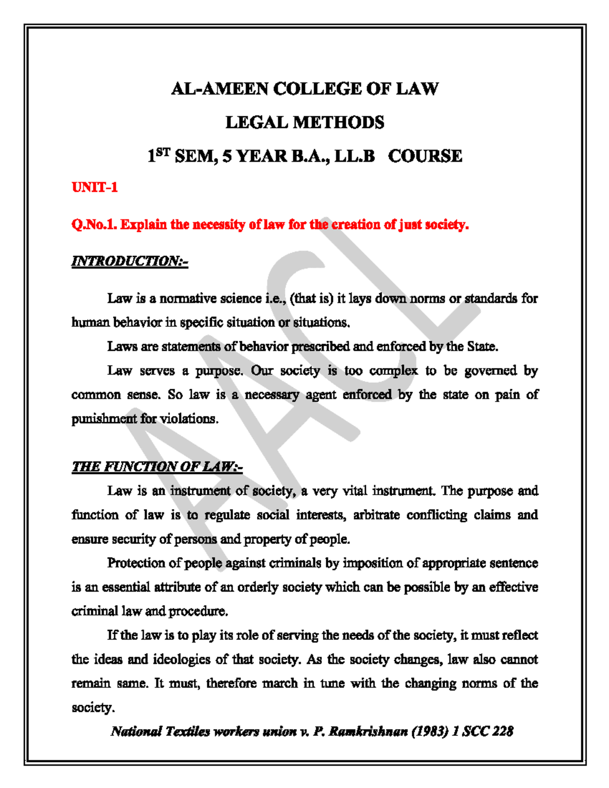 Legal methods 1st sem notes - contract law - Studocu