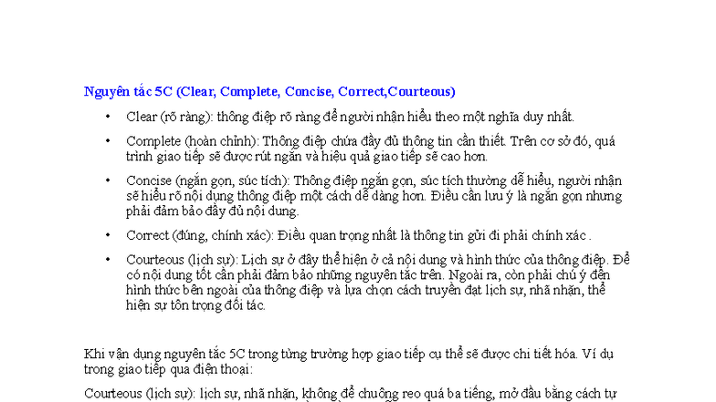 Nguyên tắc 5C và 7C trong Giao Tiếp - ABC 5C 7C - Studocu