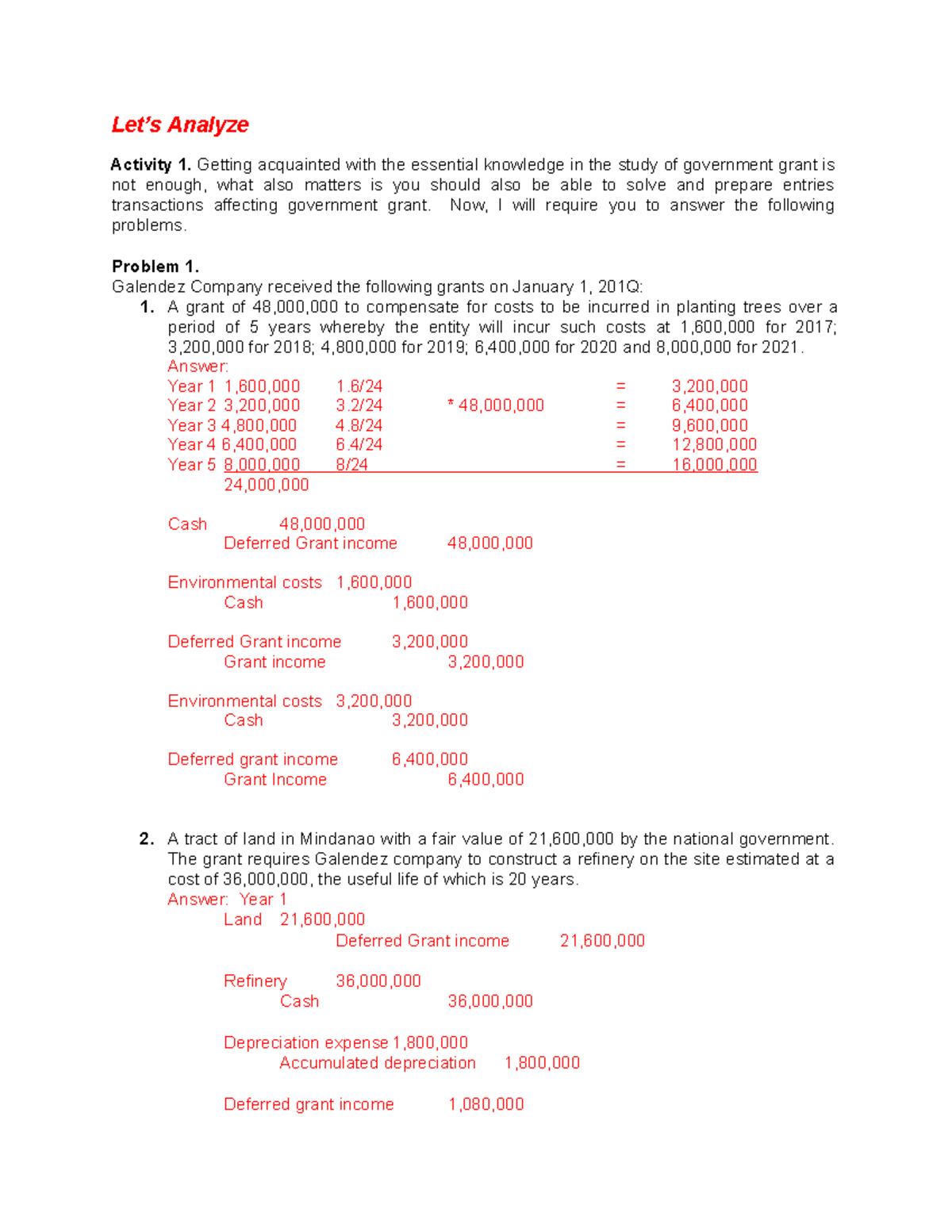 6.1 Government Grant Analysis and Transactions Preparation - Studocu