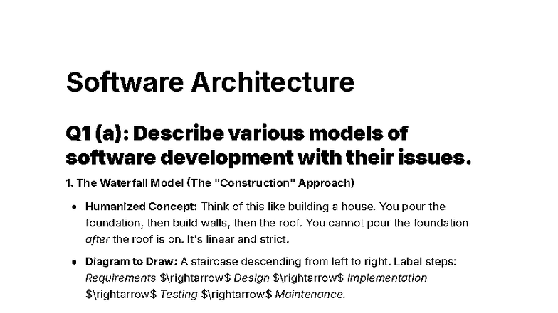 24answer - Dhkasjj - Software Architecture Q1 (a): Describe various ...