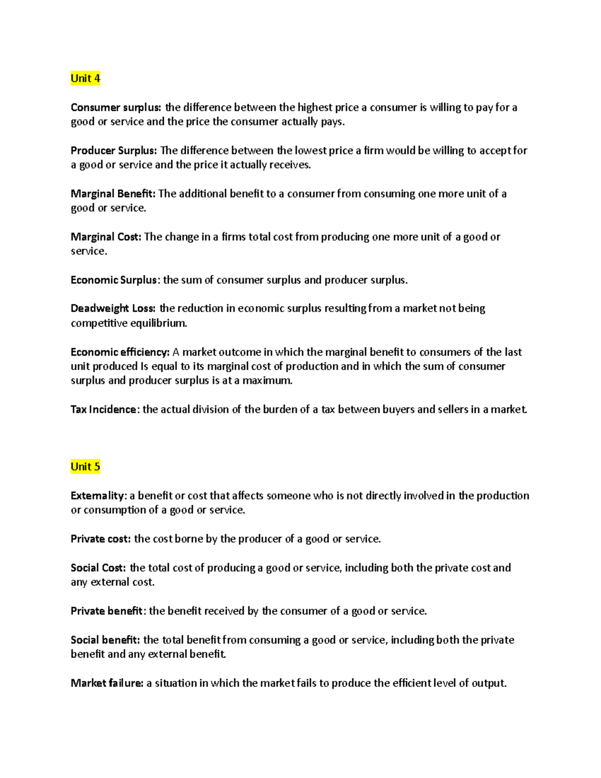 Economics Midterm 2 Review: Key Concepts and Definitions - Studocu