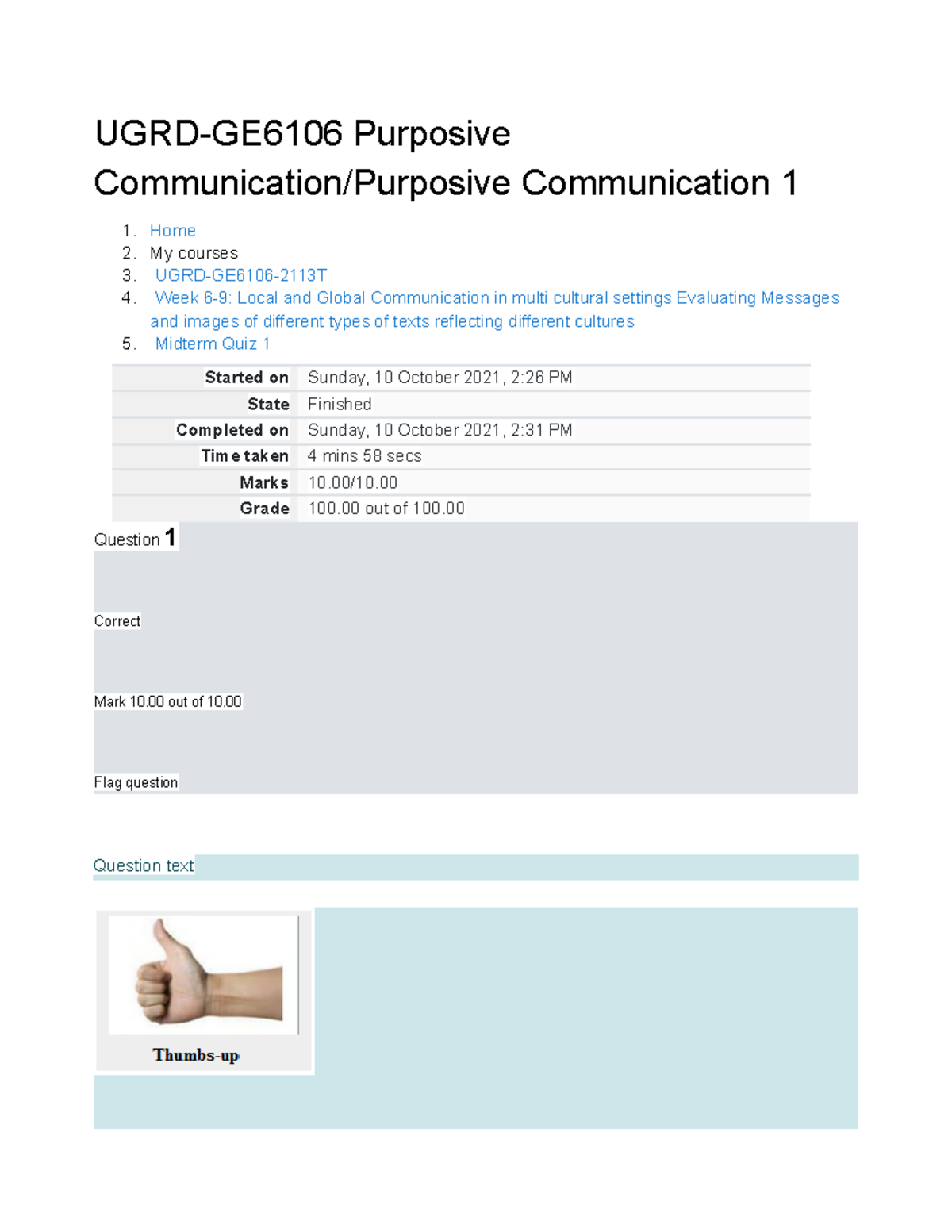 GE6106 Midterm Quiz 1: Purposive Communication Overview and Evaluation ...