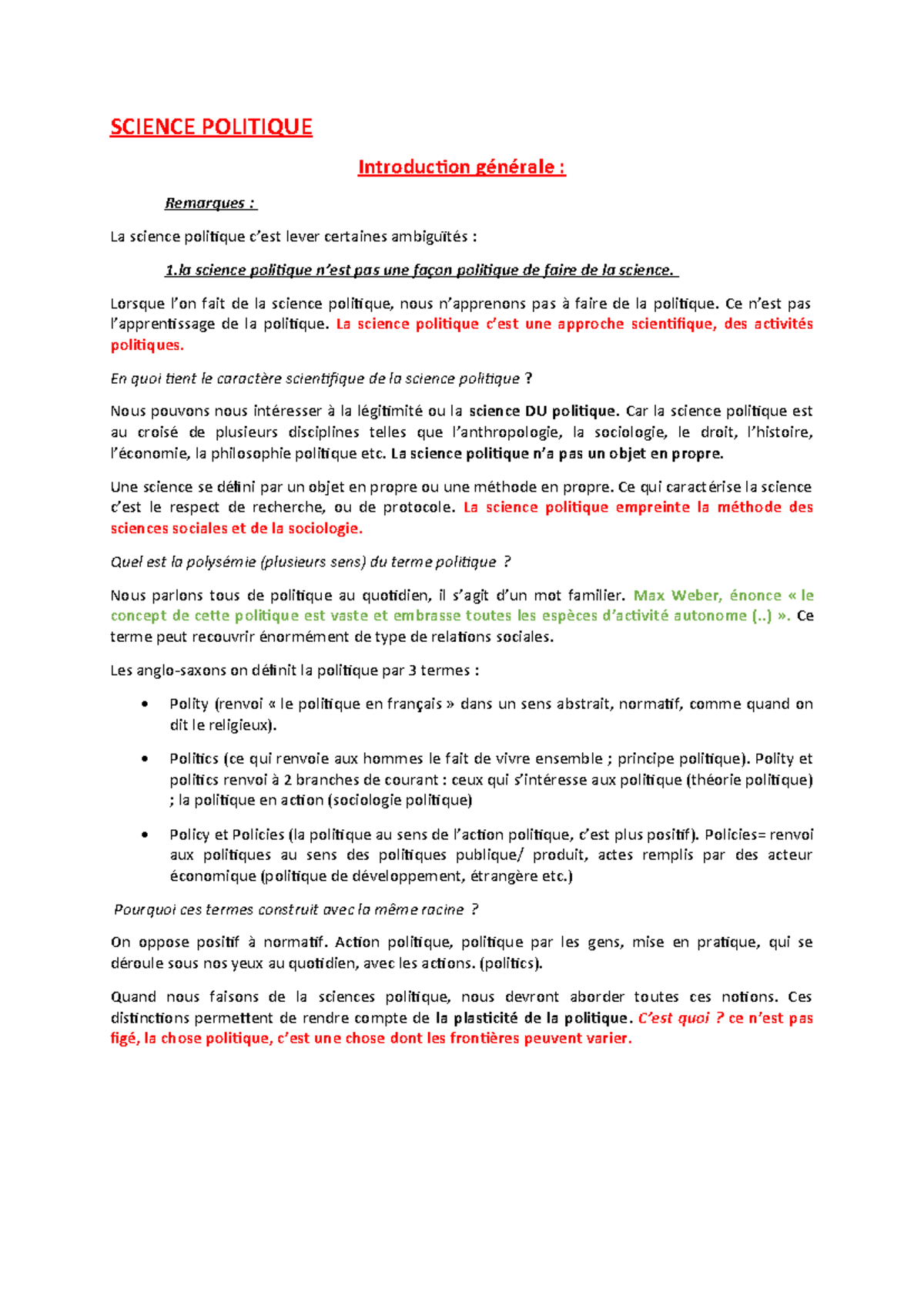 SCIENCE PO - Introduction à la Science Politique et ses Concepts clés ...