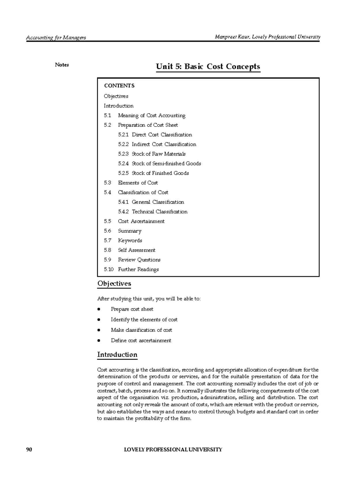 Accounting for Managers: Chapter 5 - Basic Cost Concepts - Studocu