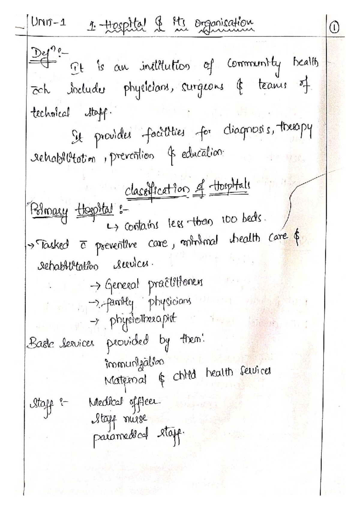Ppunit-1 Notes: Overview of Hospital Organization and Pharmacy Practice ...